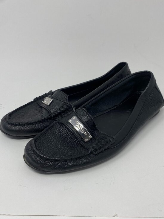Coach Shoes - Coach Fredrica Loafers Womens 8.5 B Black Pebbled Leather Driving Flats A5175